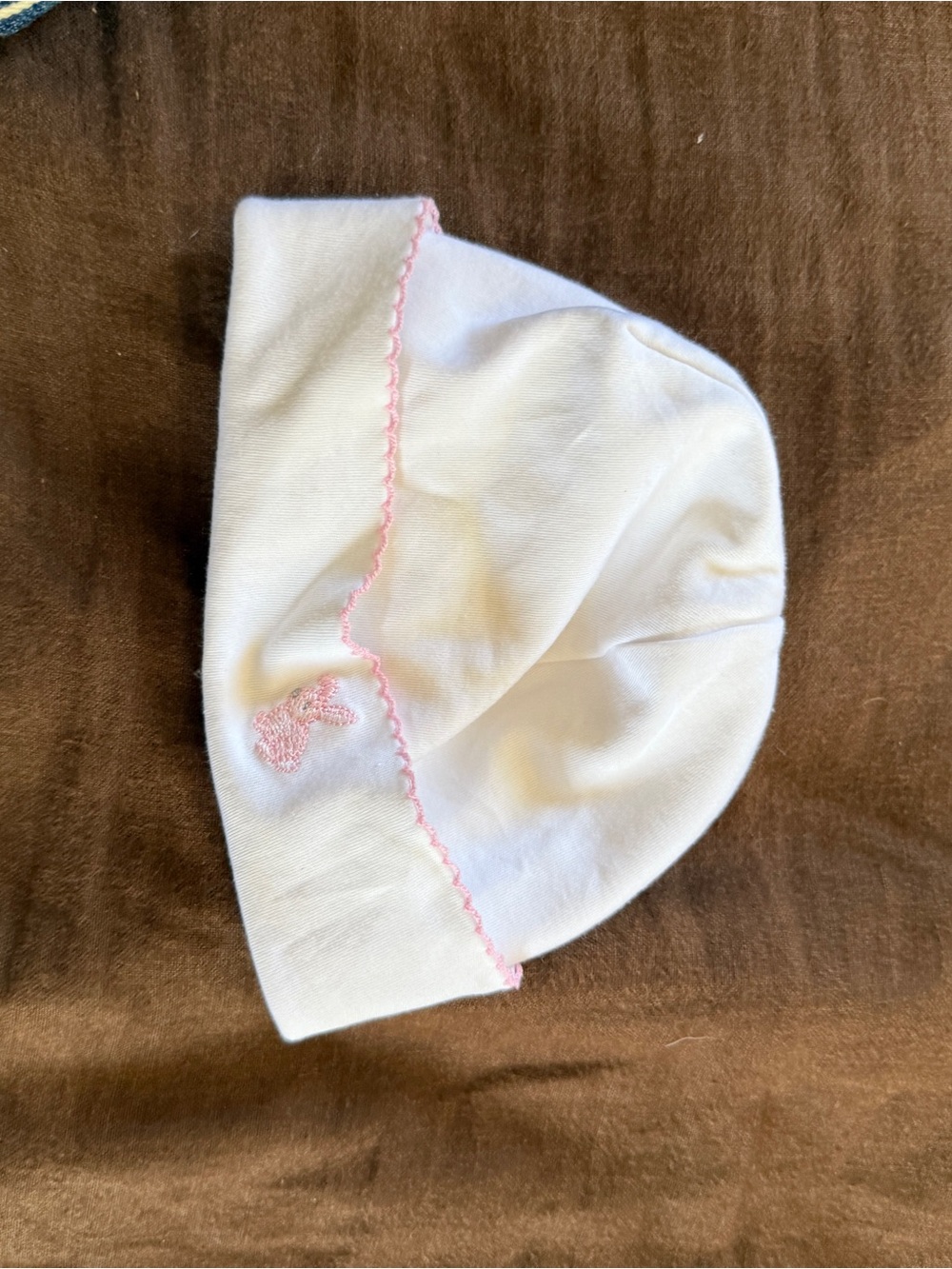White & Pink Baby Beanie Hat for Girls